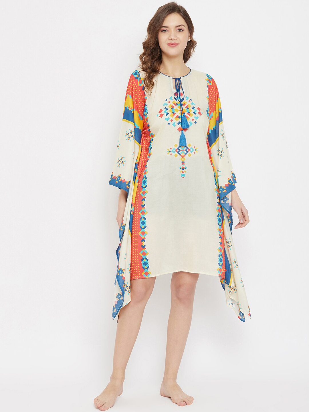 

The Kaftan Company Women Off-White Printed Kaftan Dress