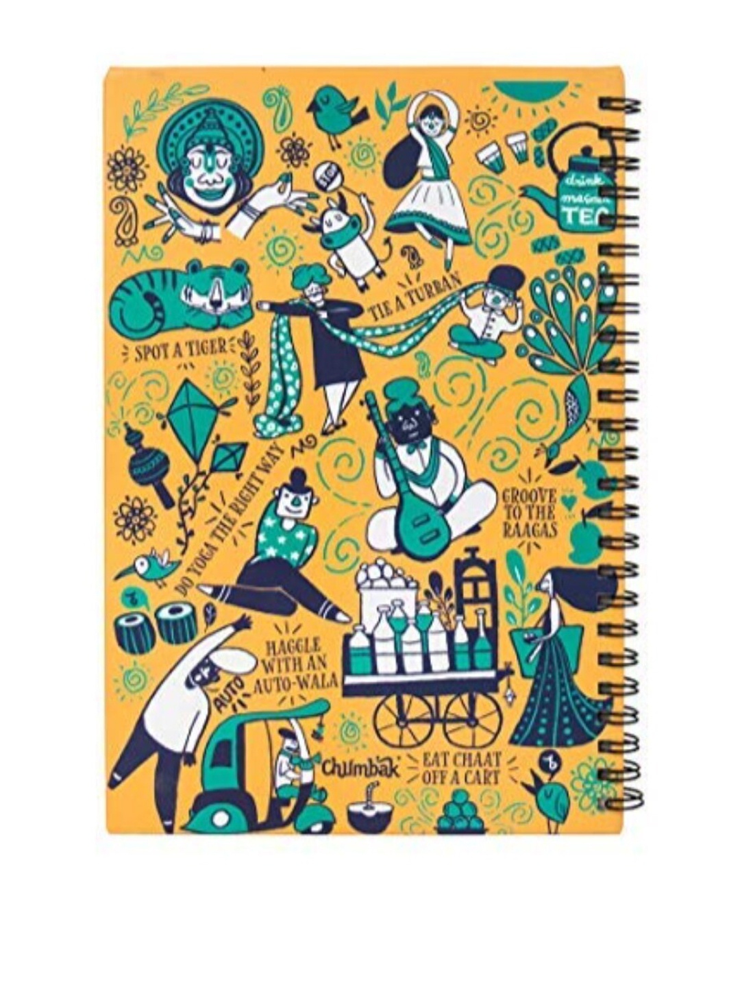 

Chumbak Yellow & Blue When In India Printed Spiral Note book