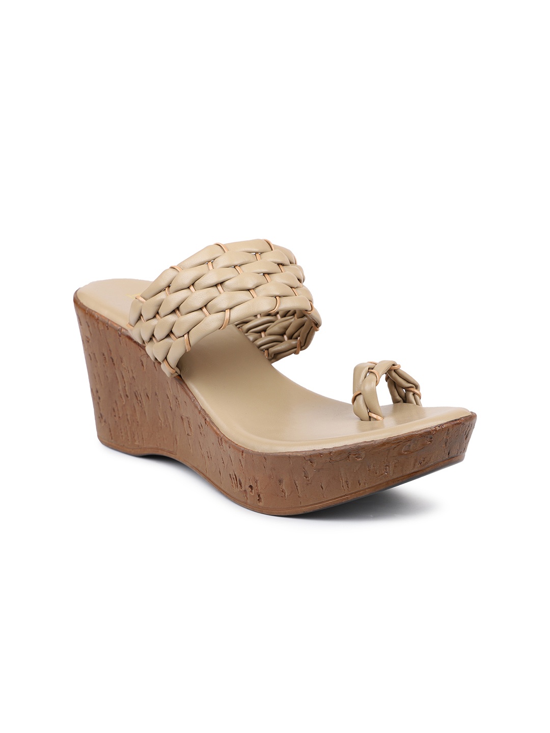 

Inc 5 Beige Textured One-Toe Wedge Heels