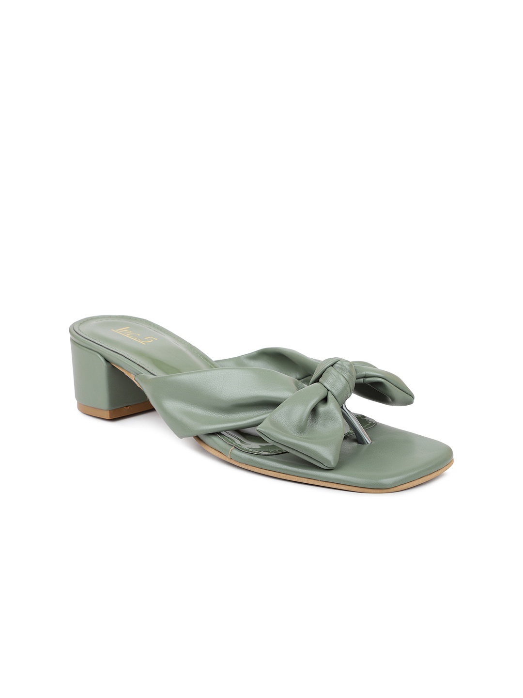 

Inc 5 Green & Brown Block Sandals with Bows
