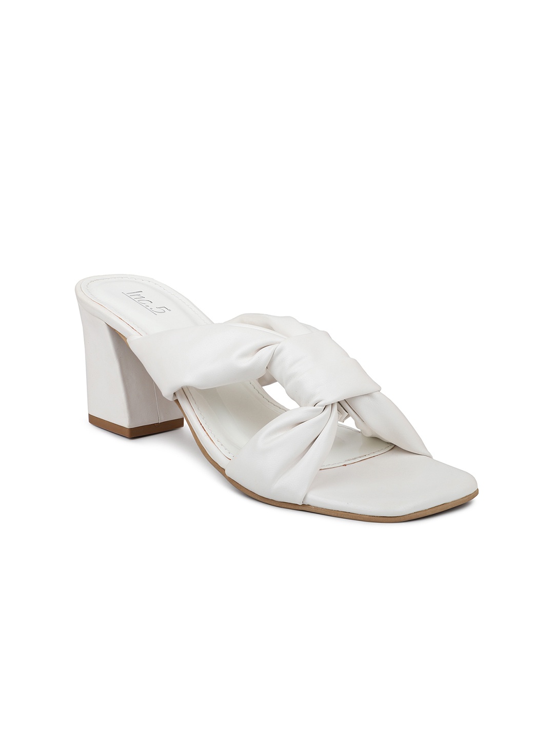 

Inc 5 Block Sandals with Bows, White