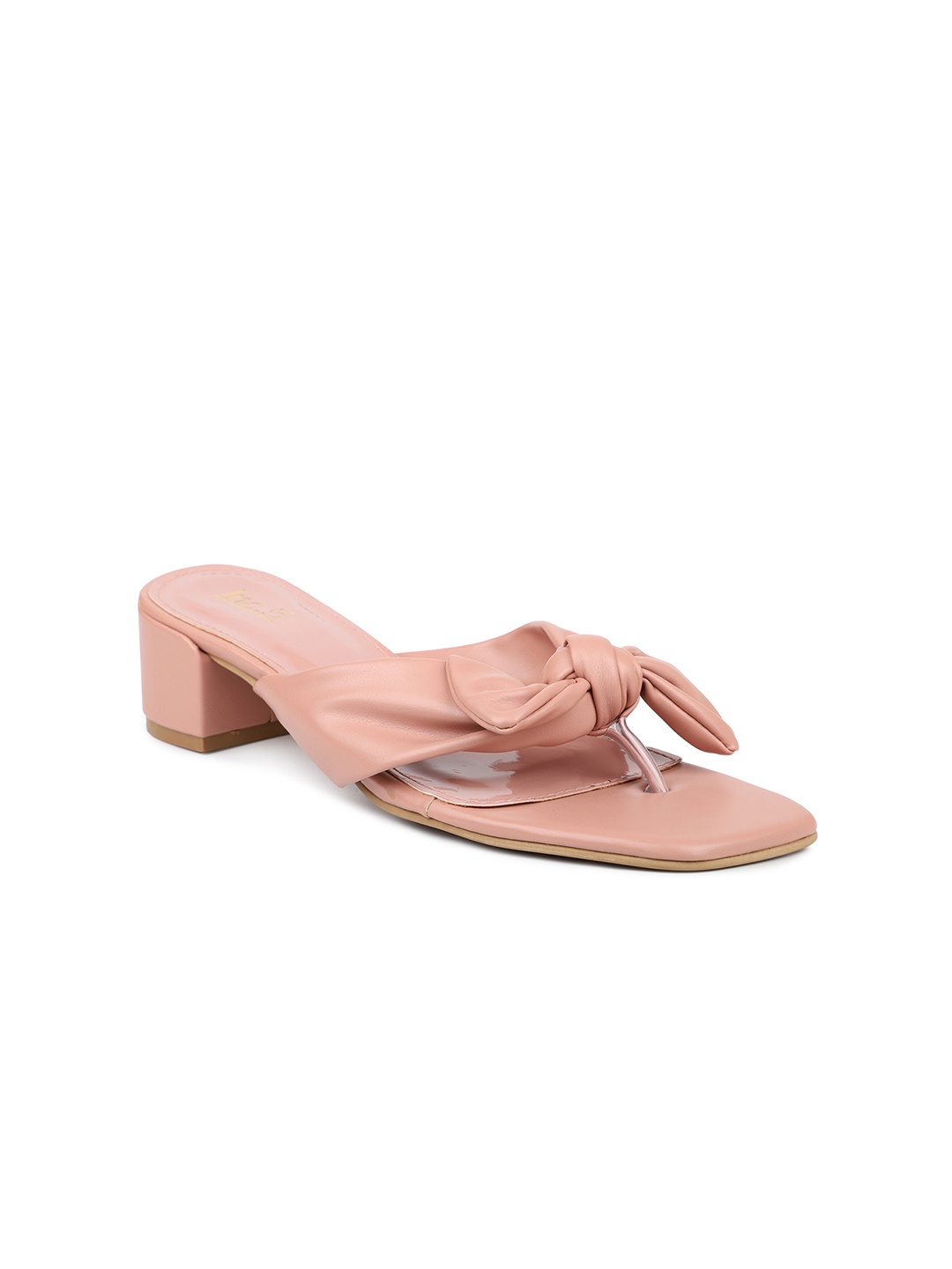 

Inc 5 Peach-Coloured Block Sandals with Bows