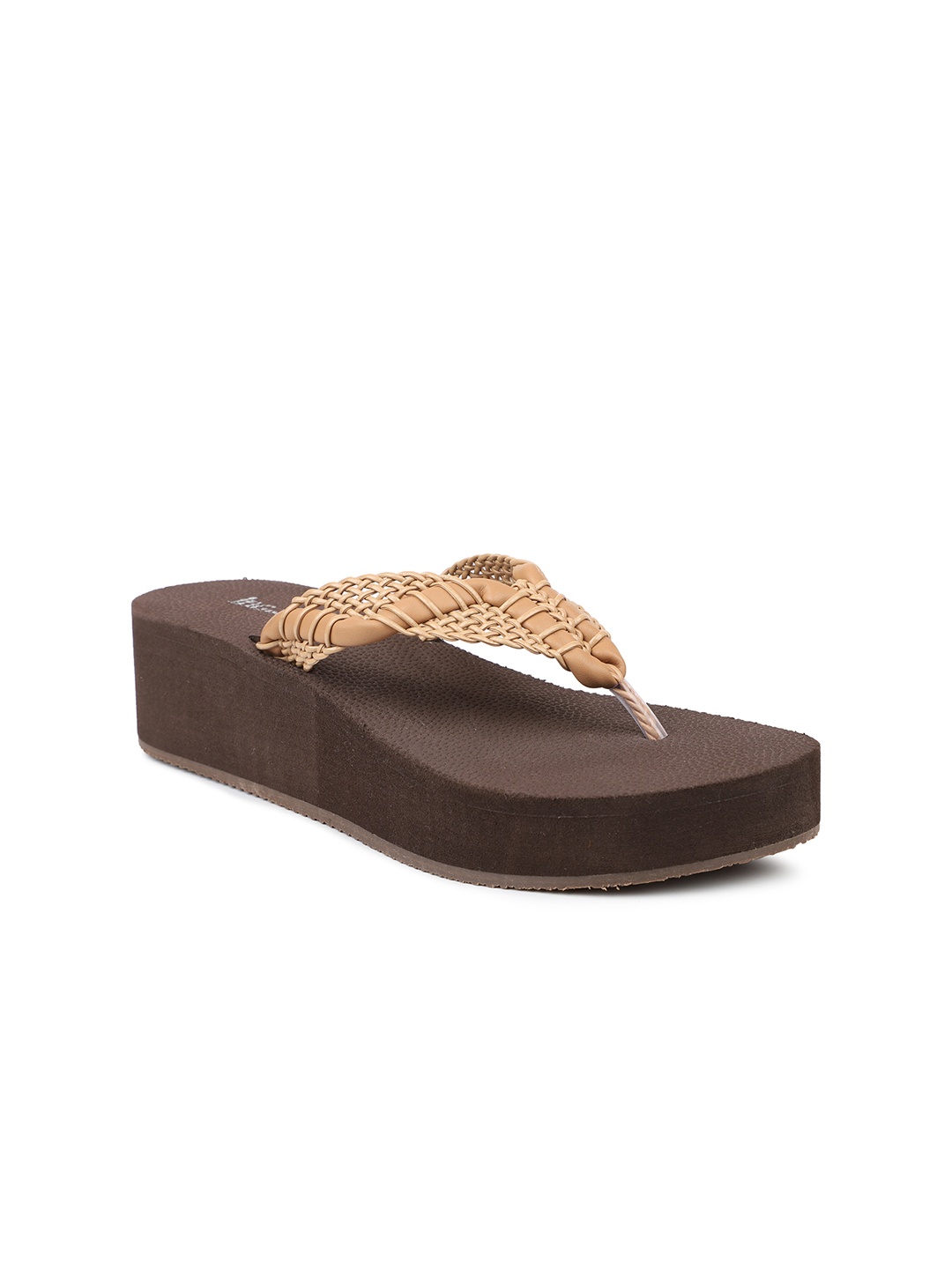 

Inc 5 Women Brown & Beige Textured Platform Sandals
