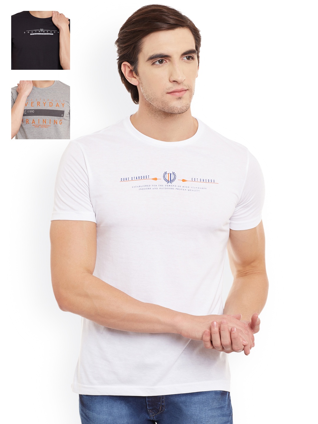 

Duke Multicoloured Pack of 3 Printed T-shirts, White