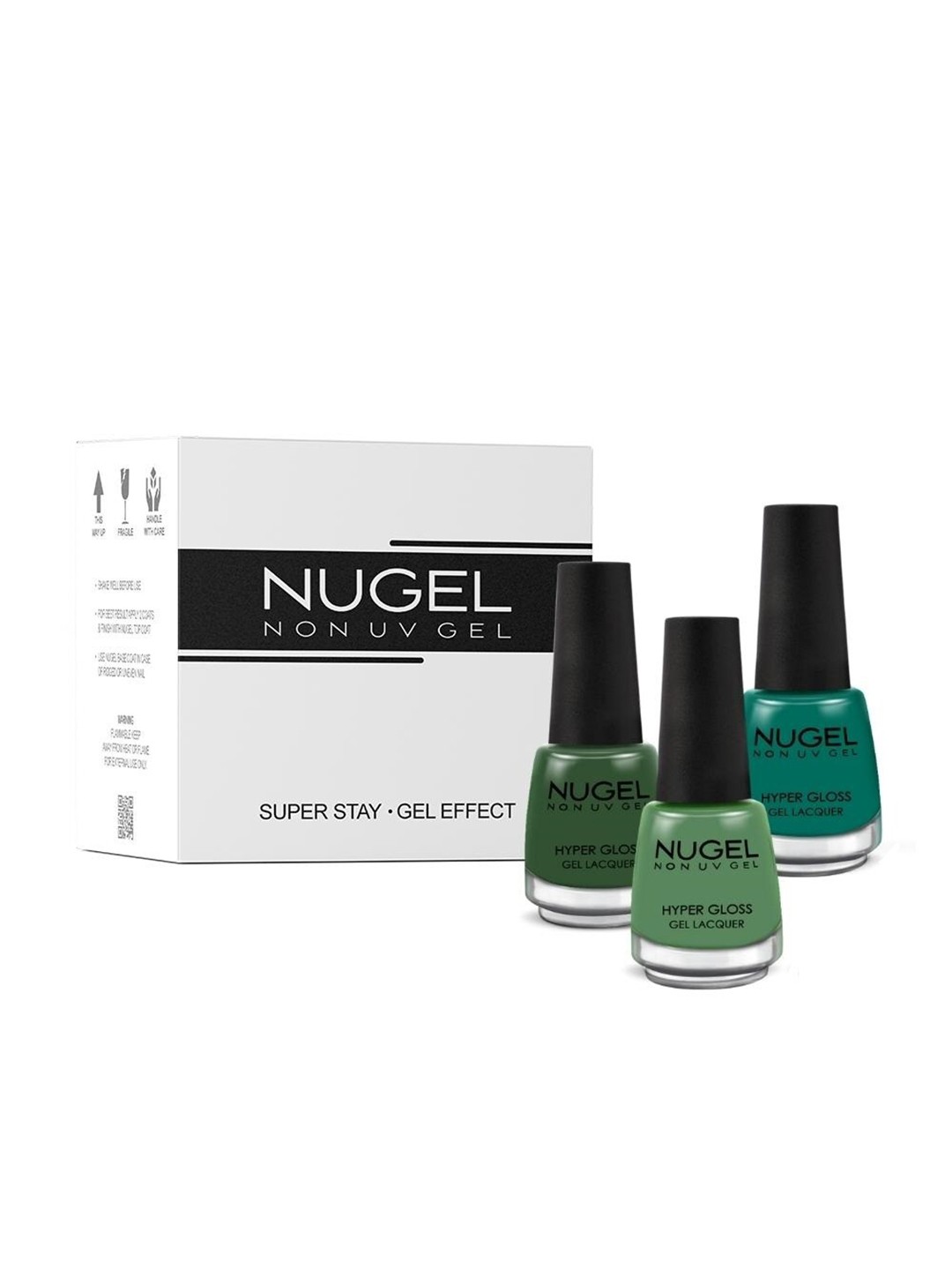 

NUGEL Set of 3 Super Stay Hyper Gloss Non-UV Gel Nail Lacquer - Forest, Green