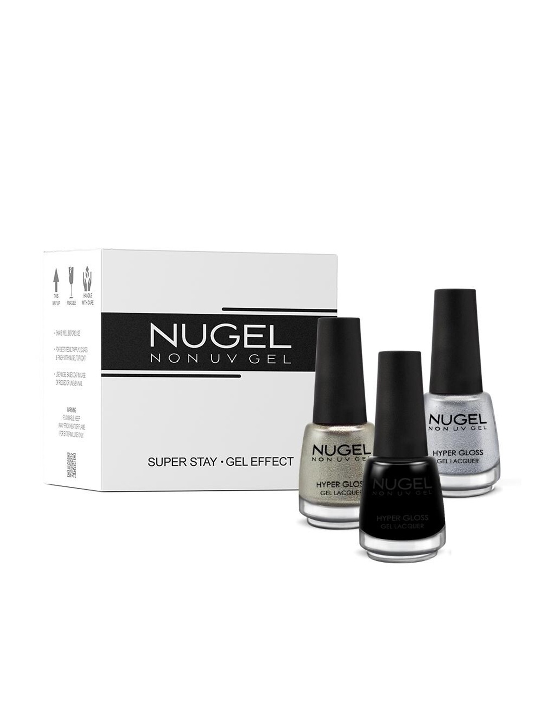 

NUGEL Set of 3 Super Stay Hyper Gloss Non-UV Gel Nail Lacquer - Cocktail Party, Black