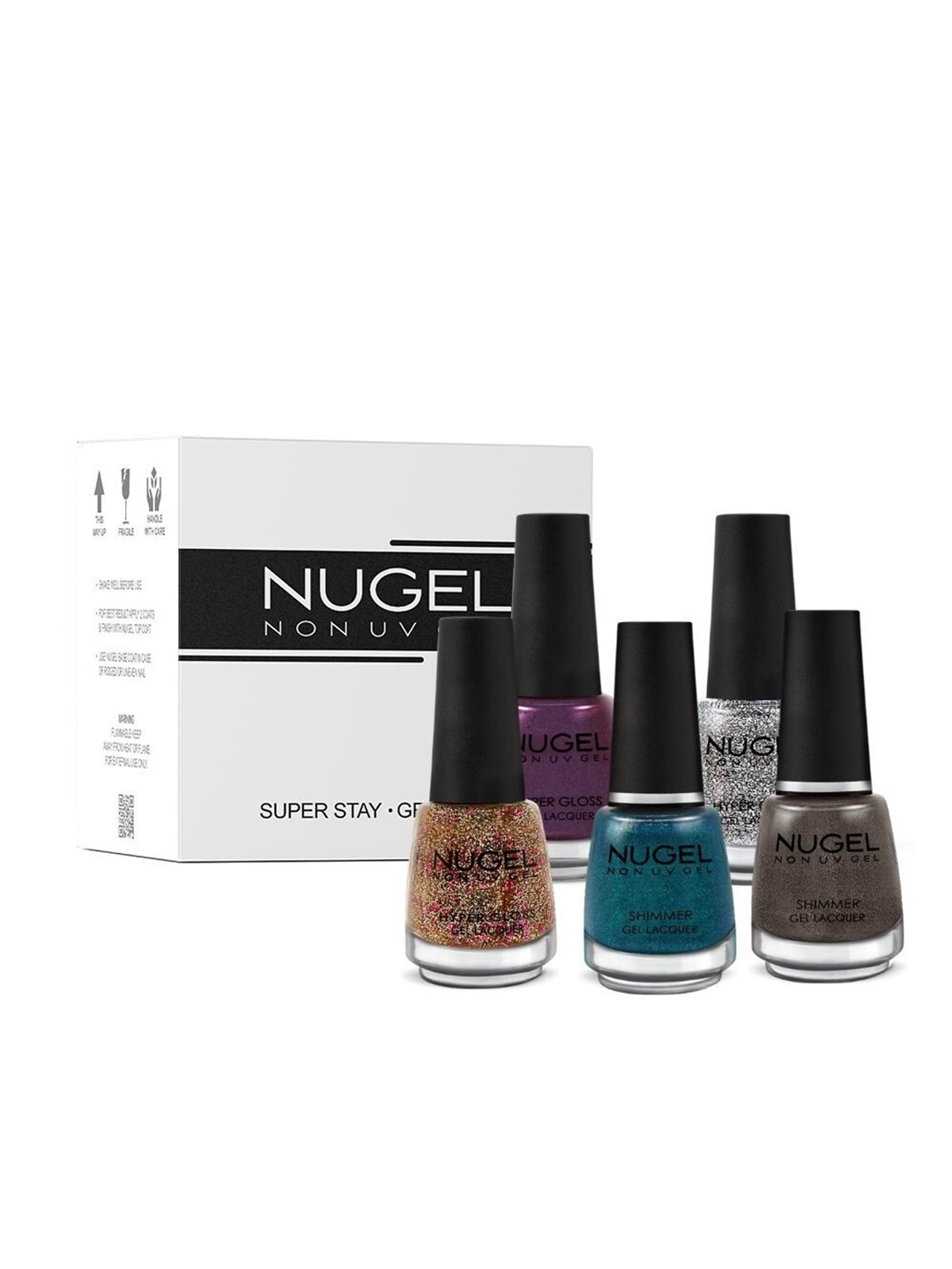 

NUGEL Set of 5 Super Stay Hyper Gloss Non-UV Gel Nail Lacquer - Birthday Confetti, Blue
