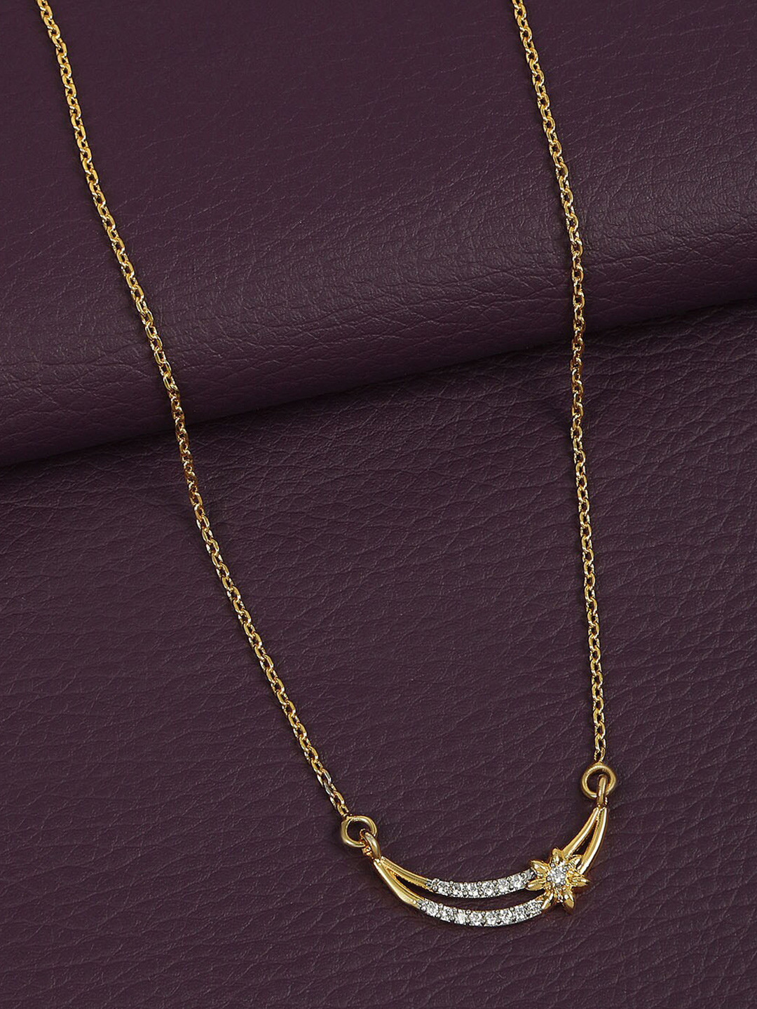 

AccessHer Gold-Toned & White Brass Gold-Plated AD Studded Necklace