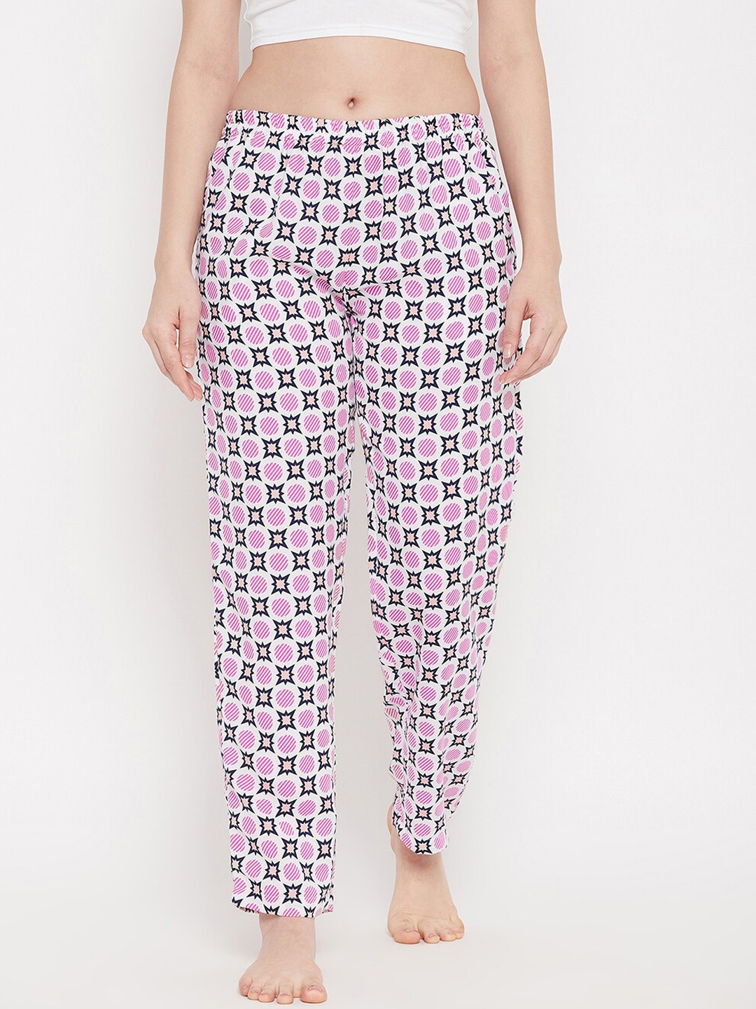

Clovia Women Printed Lounge Pants, White
