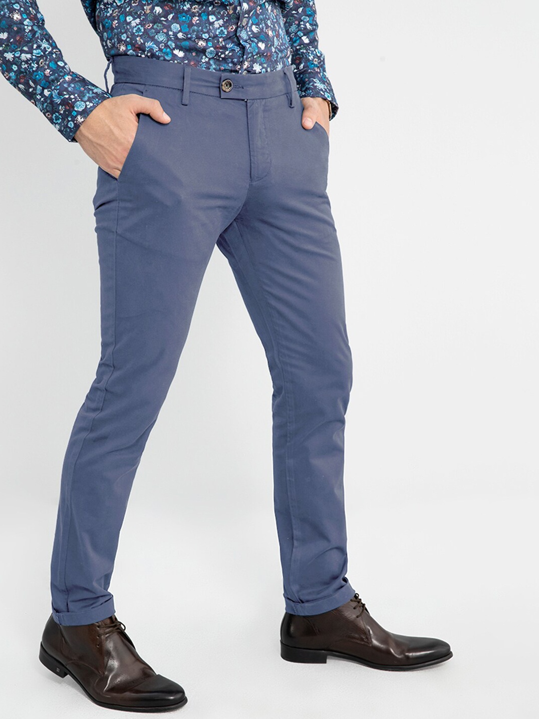 

Snitch Men Blue Tapered Fit Chinos Trousers
