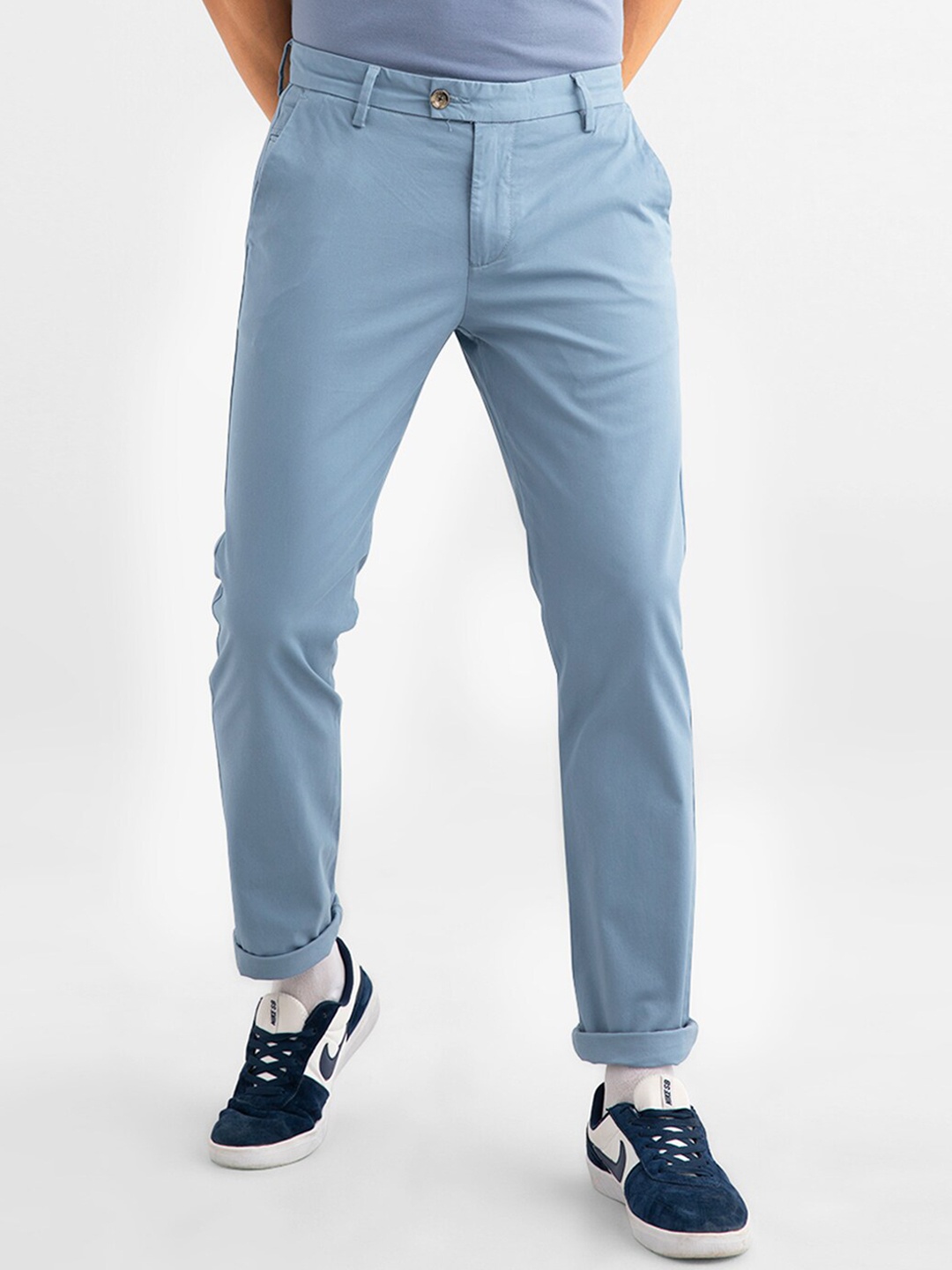

Snitch Men Blue Tapered Fit Chinos Trousers