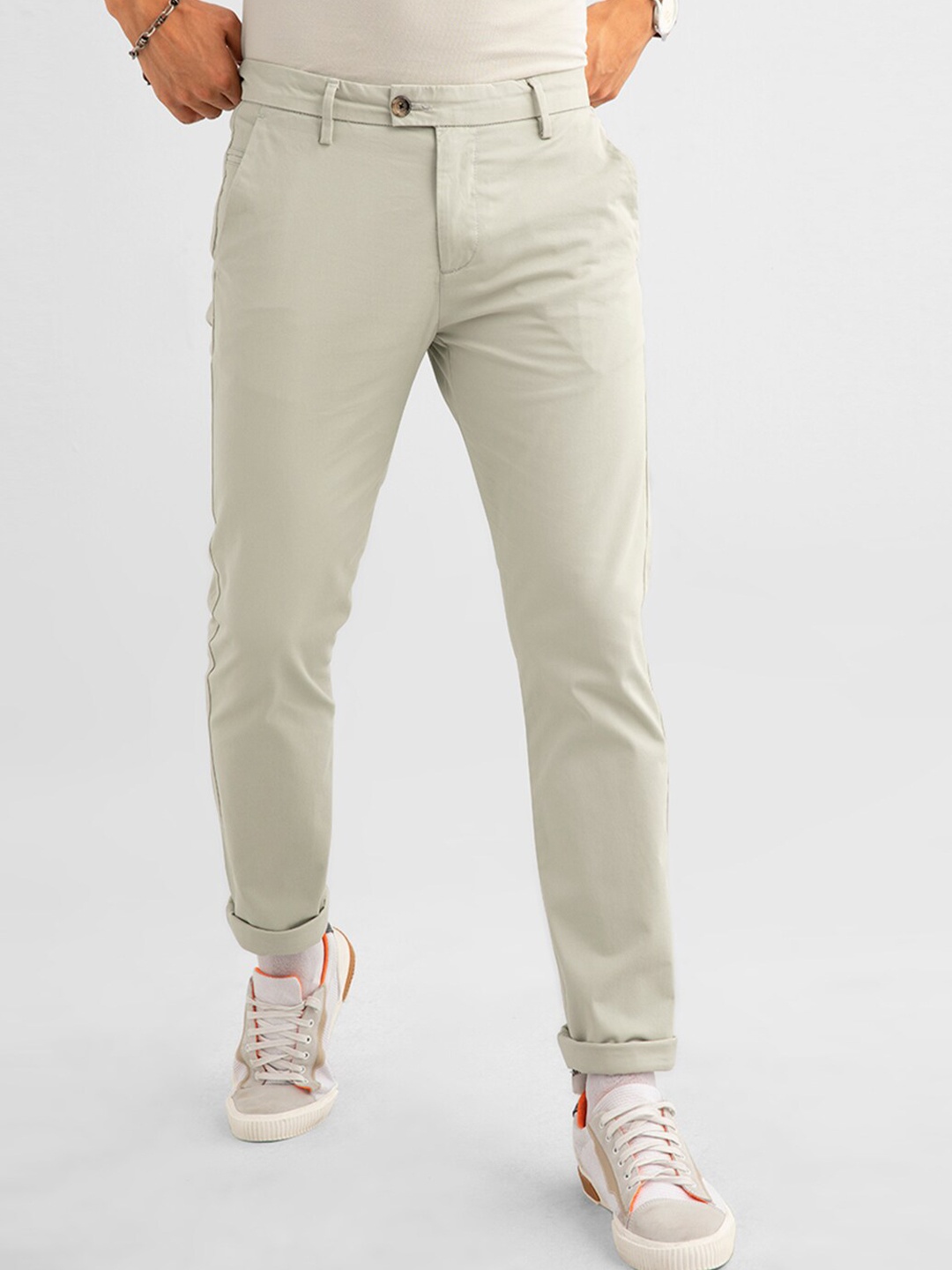 

Snitch Men Green Tapered Fit Chinos Trousers