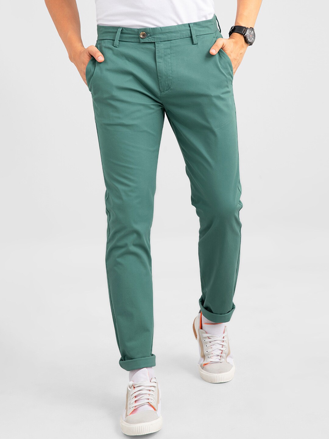 

Snitch Men Green Tapered Fit Chinos Trousers