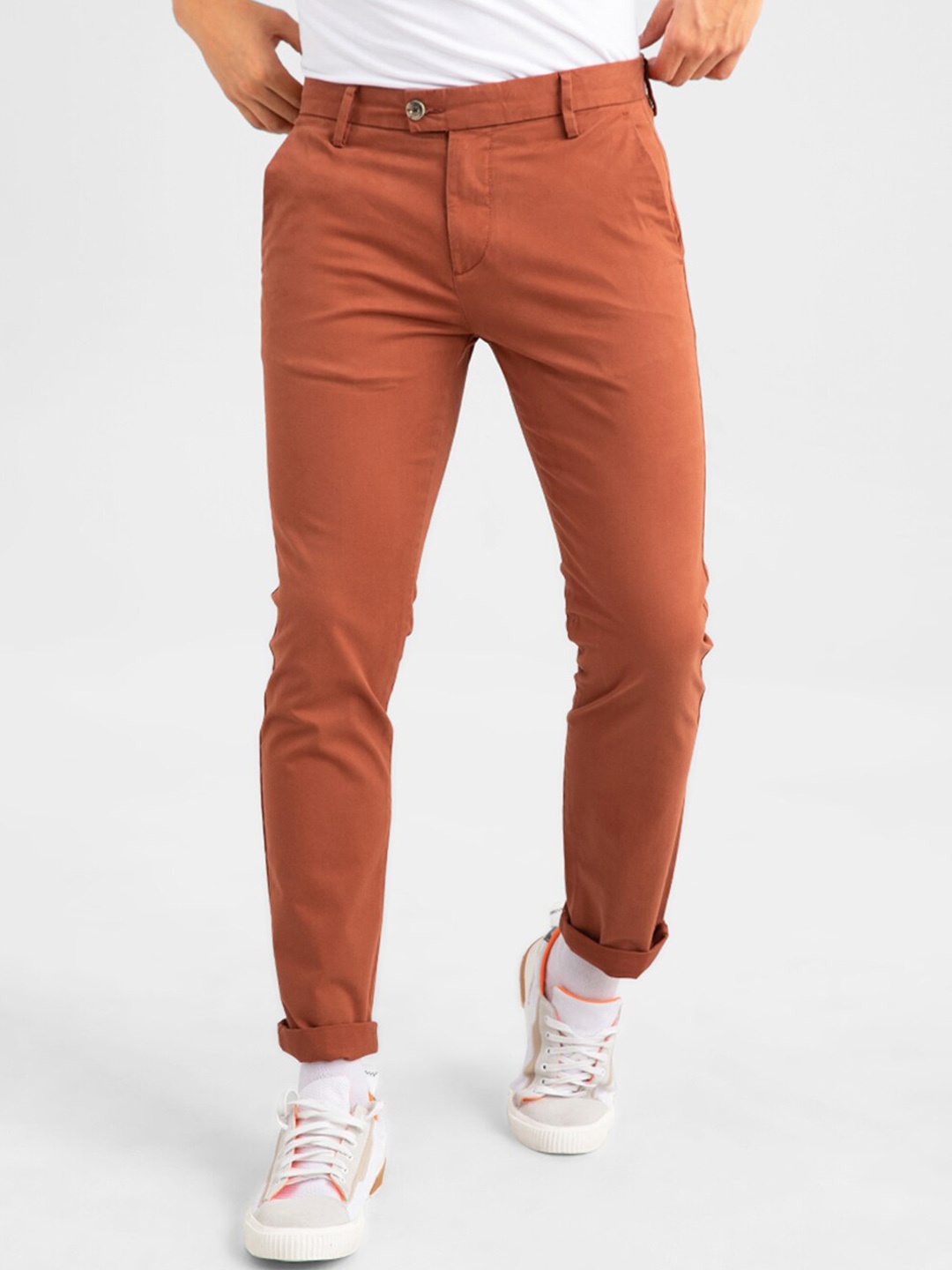 

Snitch Men Orange Tapered Fit Chinos Trousers