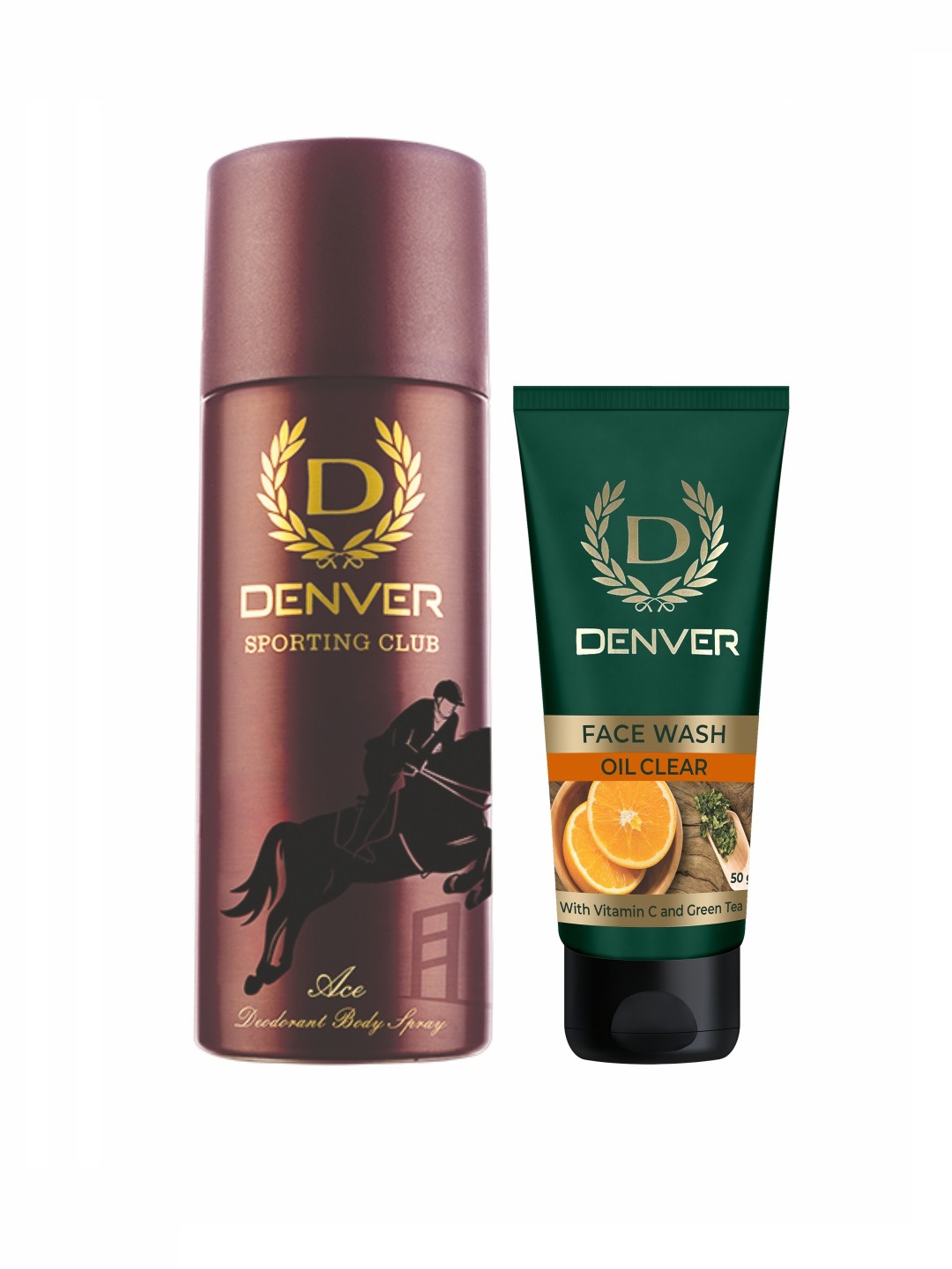 

Denver Set of Sporting Club Ace Deodorant 165 ml & Oil Control Face Wash 50 g, Brown