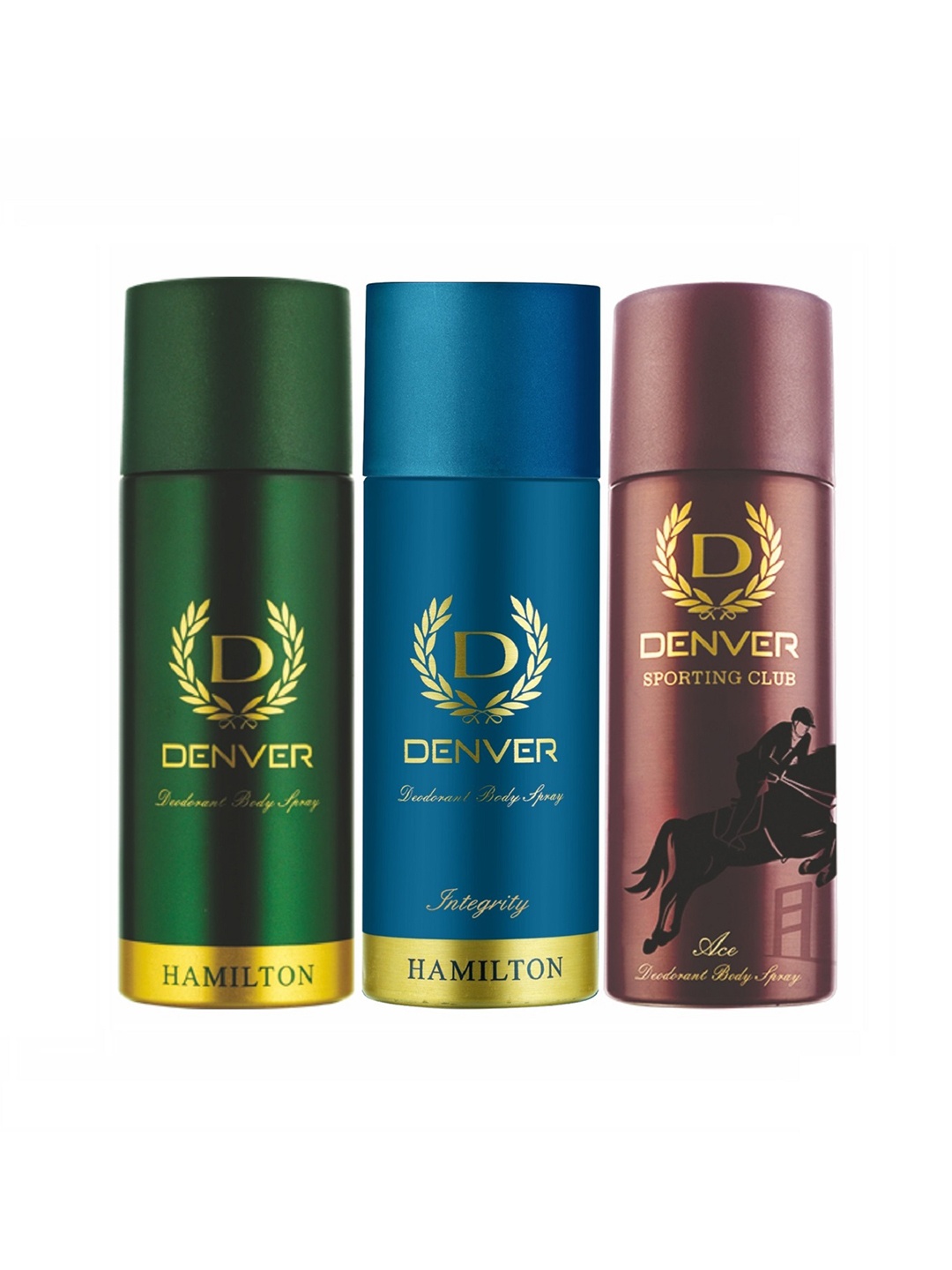 

Denver Men Set of Hamilton - Integrity - Ace Deodorant Body Spray - 165 ml each, Green