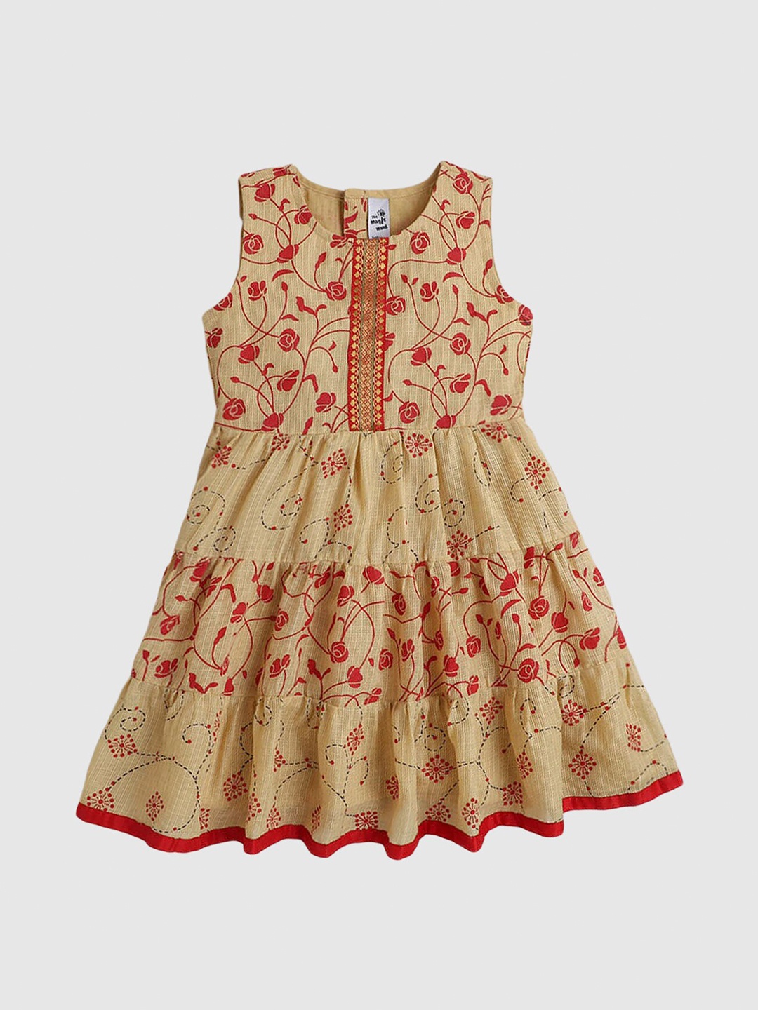 

The Magic Wand Girls Beige Floral A-Line Dress