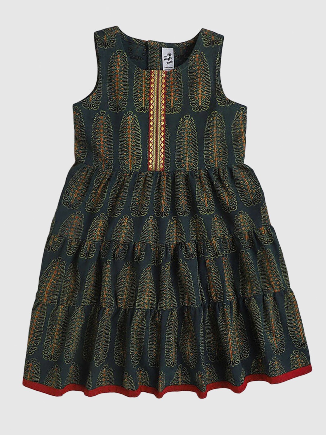 

The Magic Wand Olive Green Ethnic Motifs Ethnic Dress