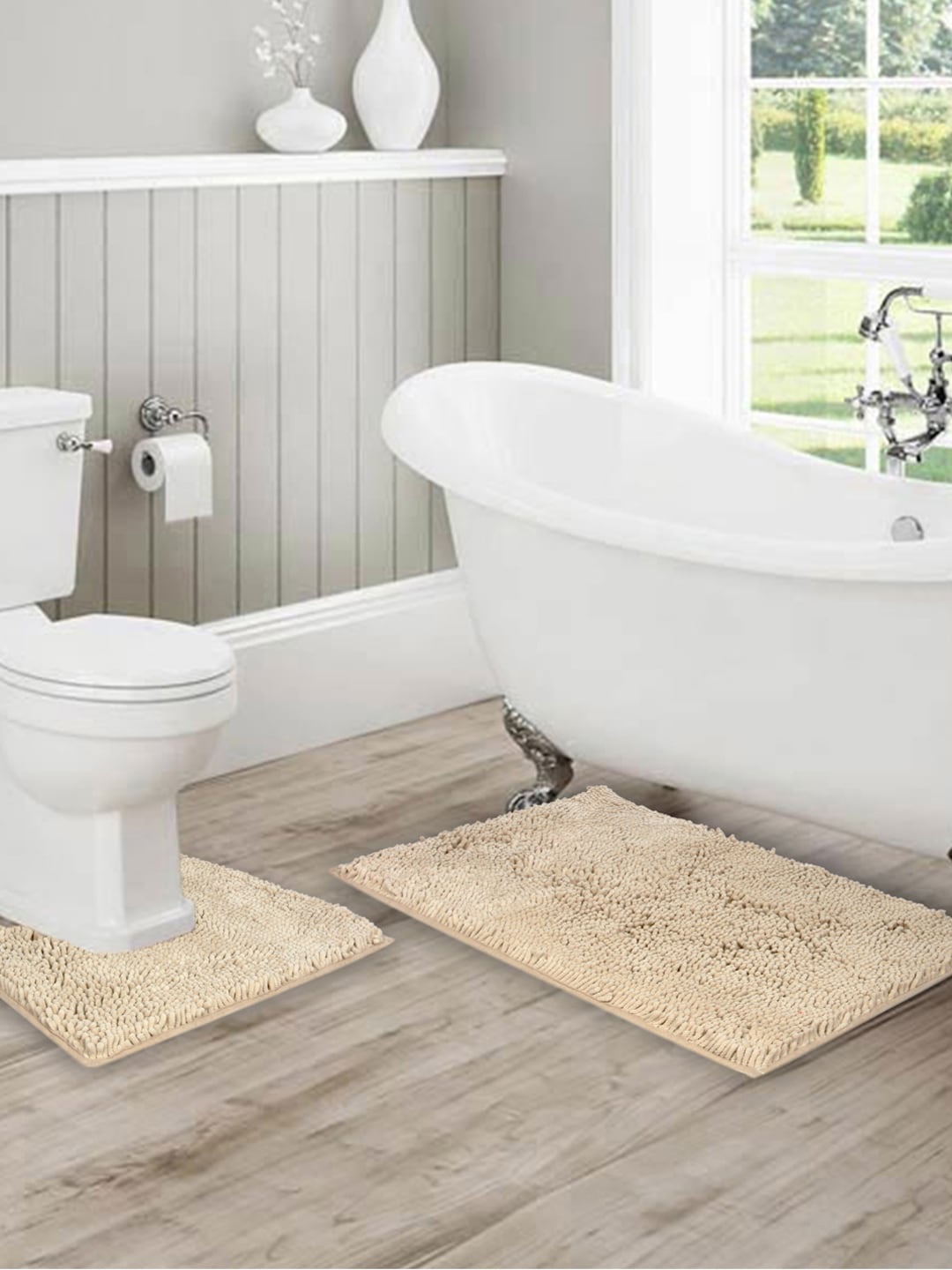 

Lushomes Off-White Set of 2 Anti-Slip 2200 GSM Bath Rugs