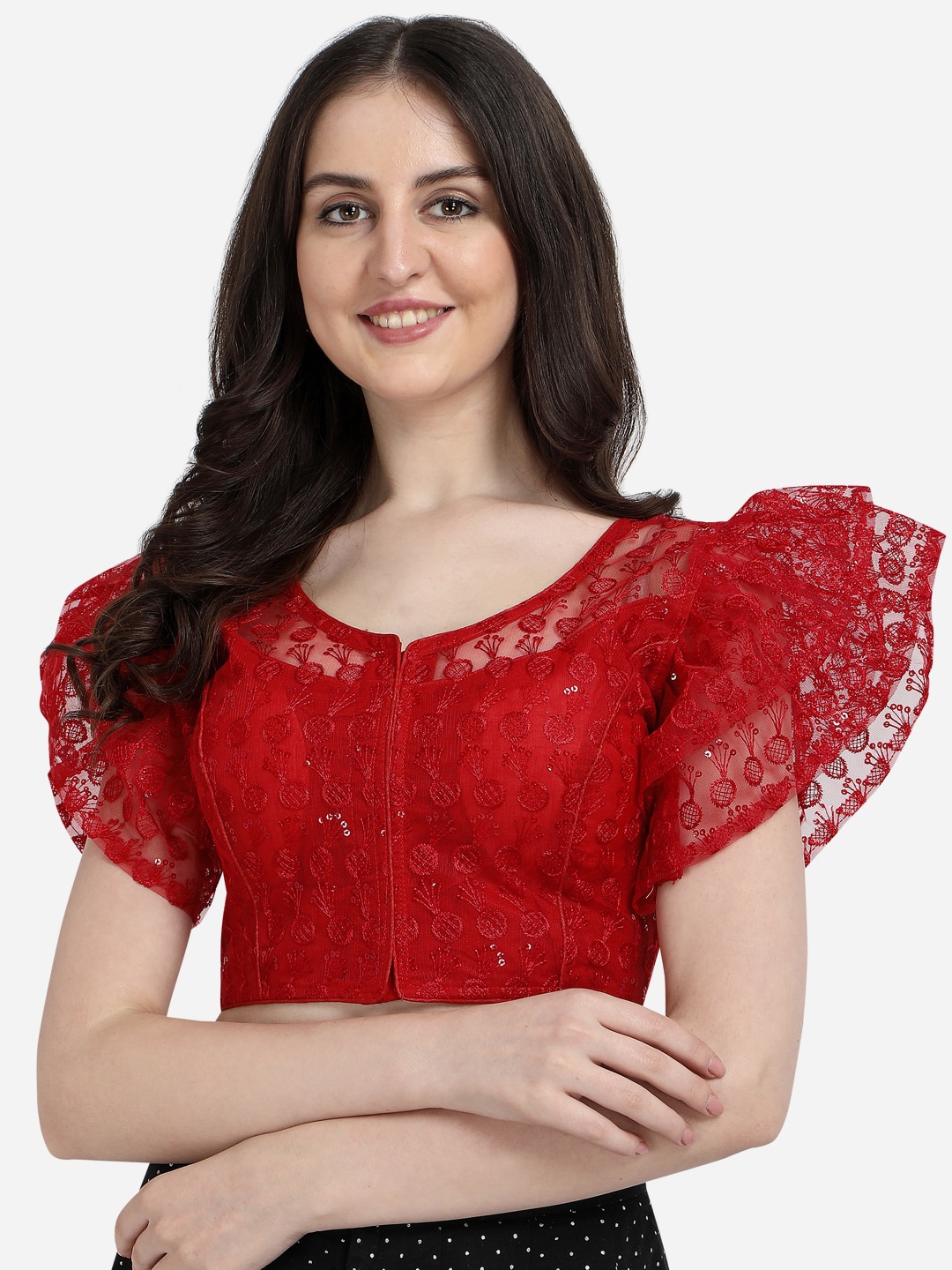 

Fab Viva Red Embroidered Saree Blouse