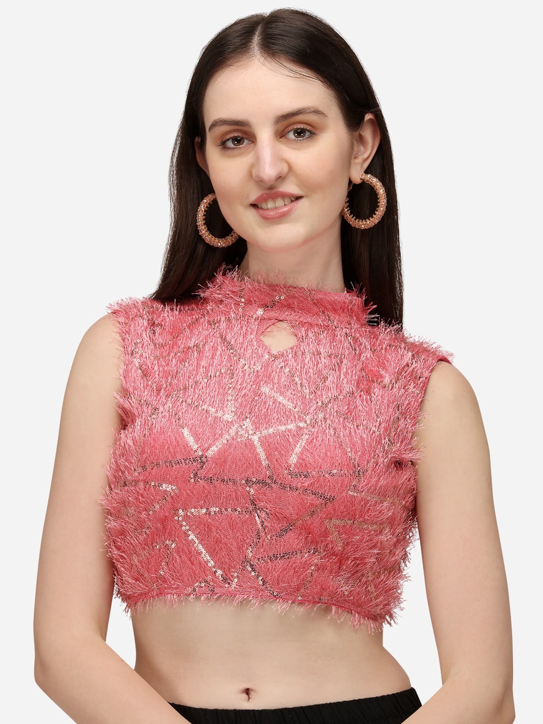 

Fab Viva Women Pink Embellished Saree Blouse