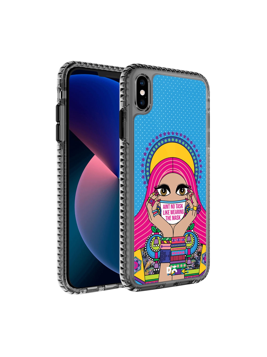 

DailyObjects Blue Printed Mask-Up Millennial iPhone XS Max Phone Case