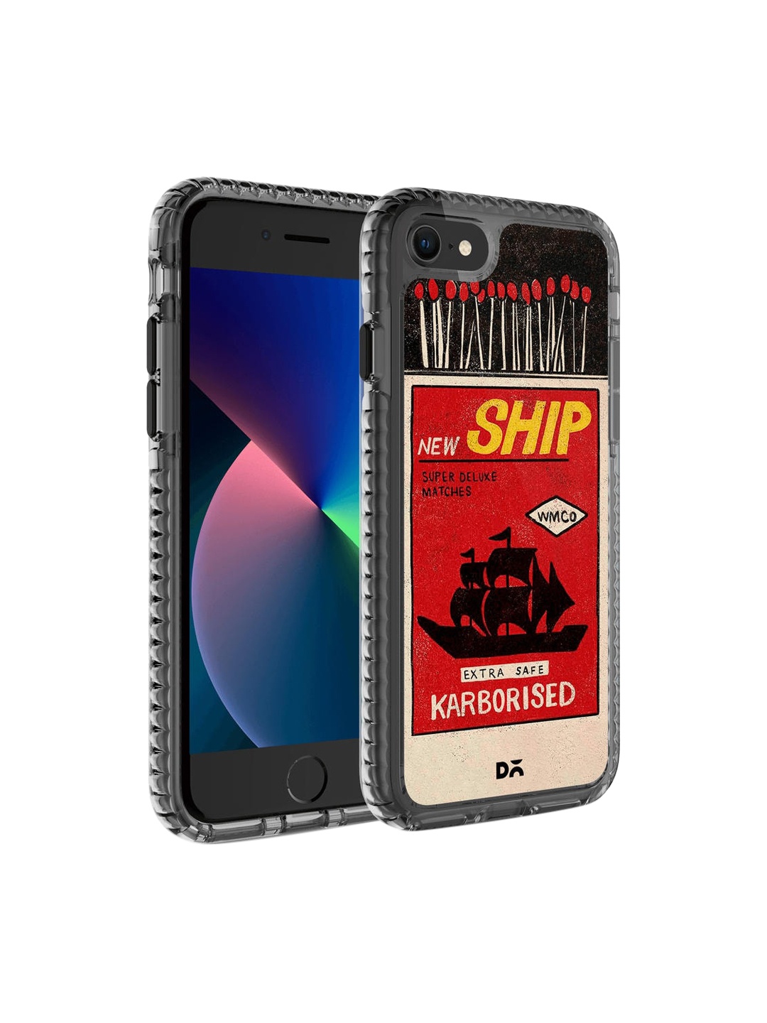 

DailyObjects Black & Red Matchbox Printed iPhone 7 Back Case