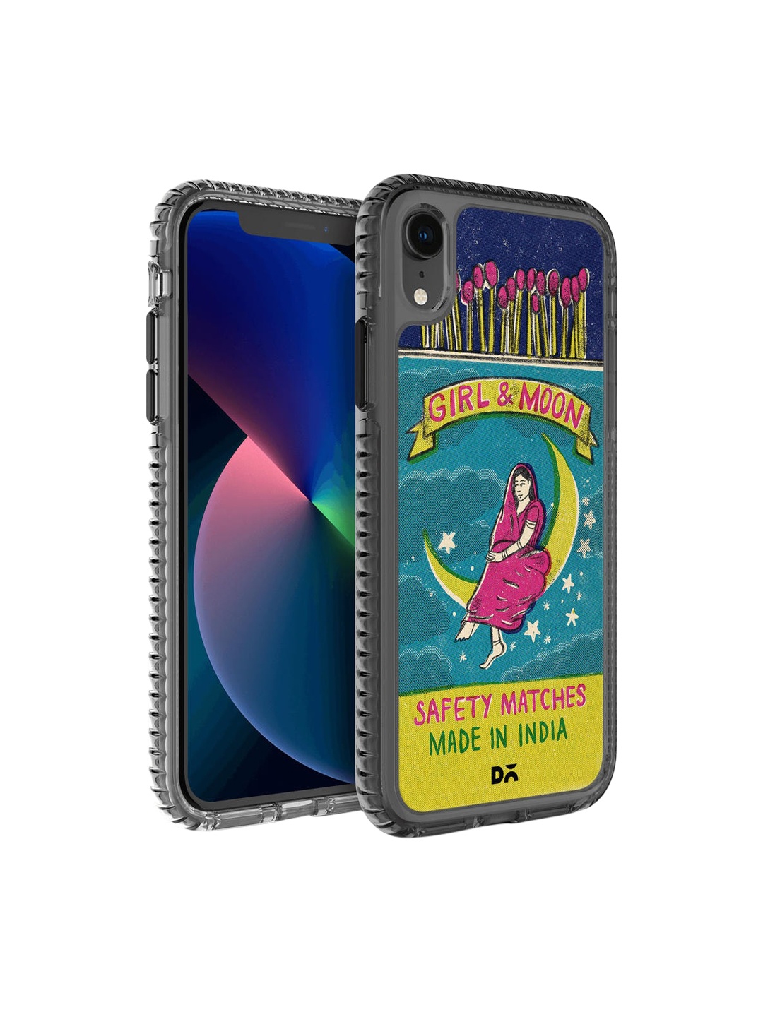 

DailyObjects Back & Green Moon Girl Matchbox Stride iPhone XR Back Case, Blue