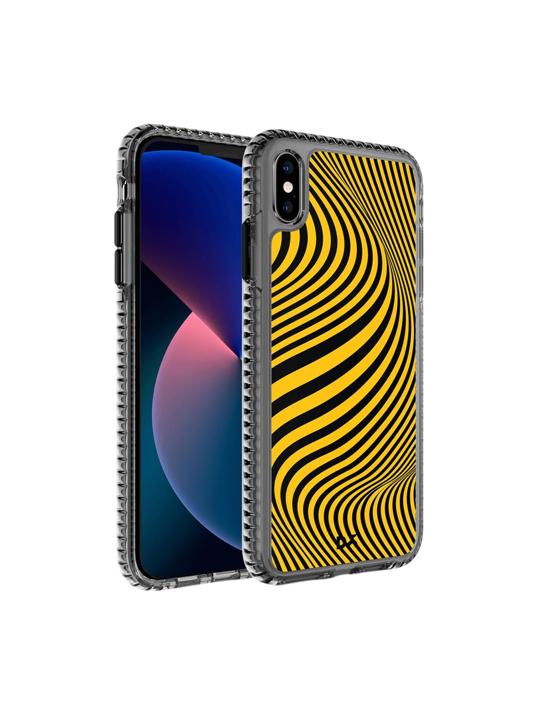 

DailyObjects Black & Yellow Printed Ochre Waves iPhone X Phone Case