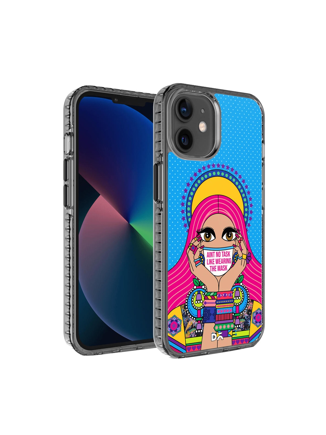 

DailyObjects Blue Mask-Up Millennial Stride 2.0 iPhone 12 Phone Case