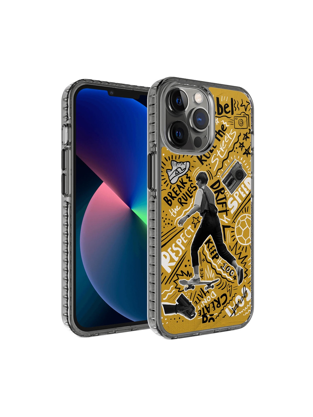 

DailyObjects Yellow & Black Printed Rule The Streets iPhone 12 Pro Phone Case, Multi