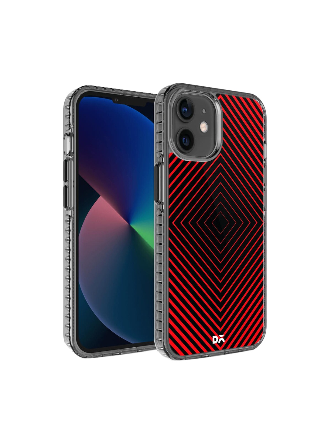 

DailyObjects Red & Black Rhombus Printed iPhone 12 Mini Back Case, Multi