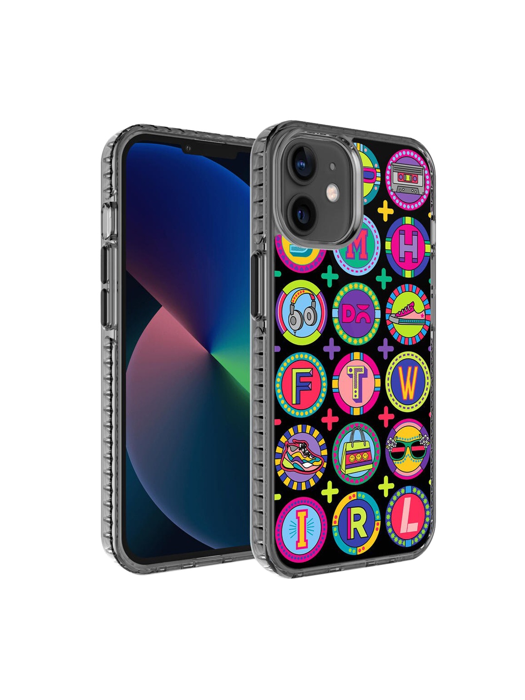 

DailyObjects Black Printed iPhone 13 Back Case, Multi