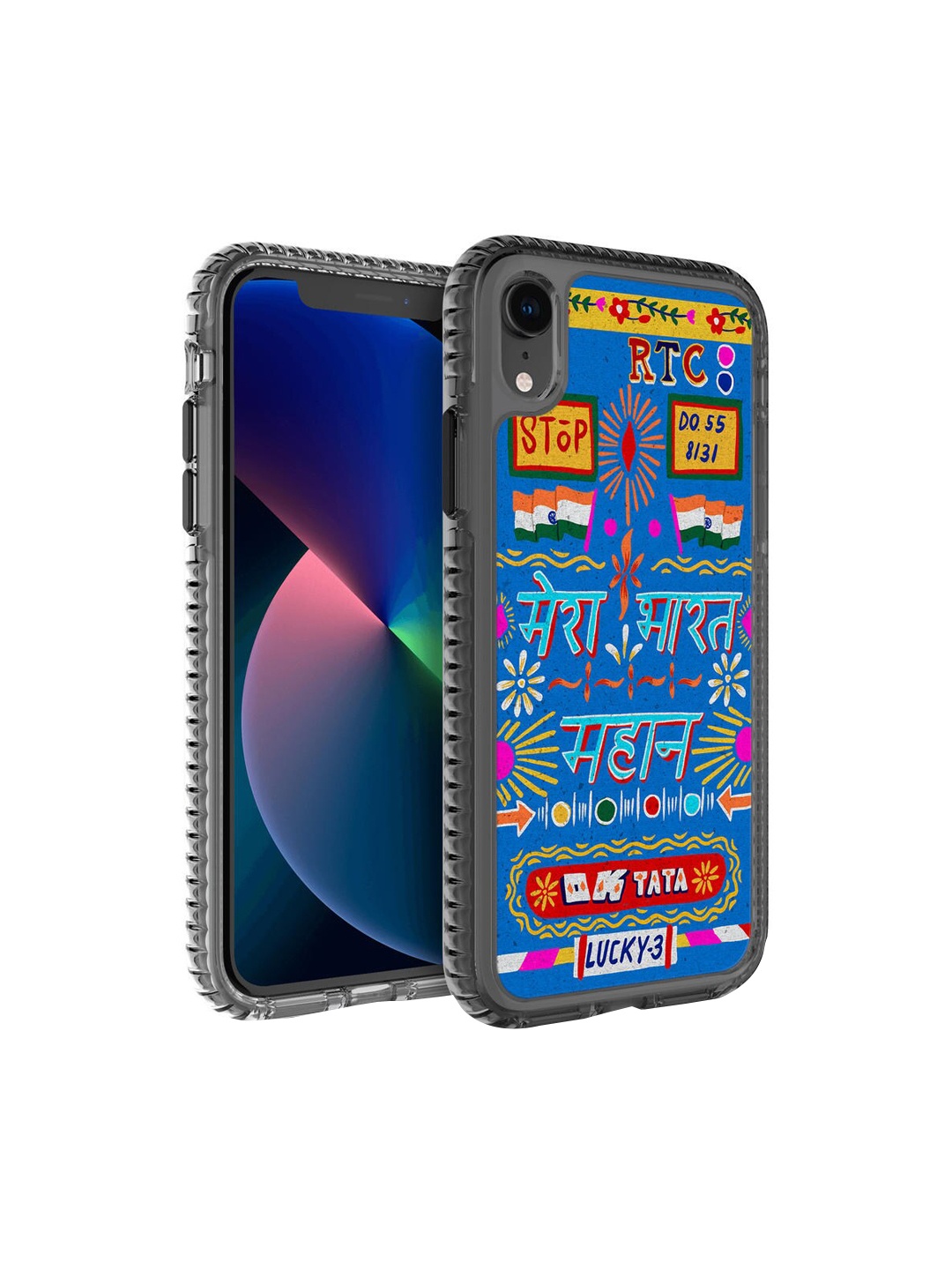 

DailyObjects Transparent & Blue Printed Stride 2.0 Case Cover For iPhone XR