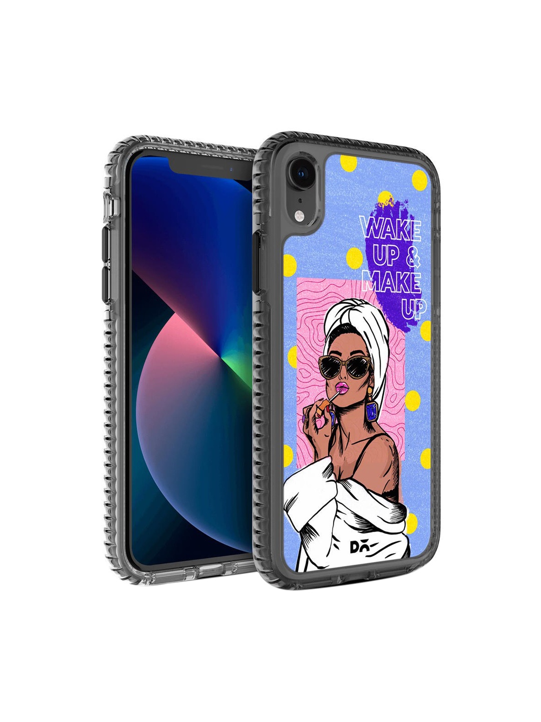 

DailyObjects Transparent & Blue Printed iPhone XR Back Case Cover