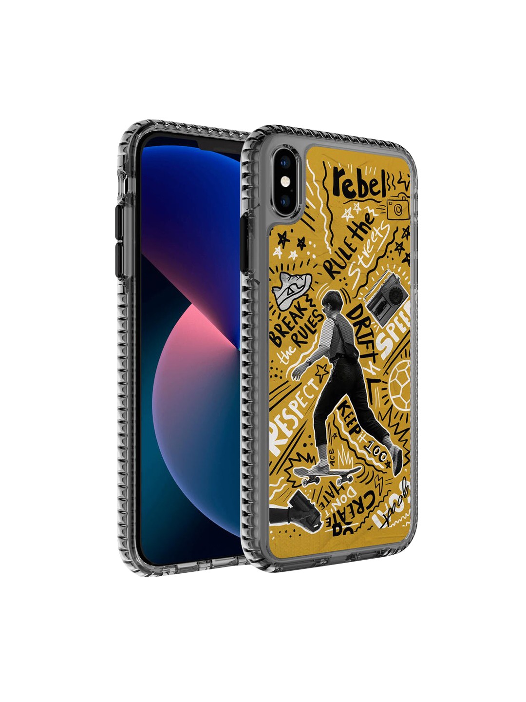 

DailyObjects Transparent & Mustard Printed iPhone XS Back Case Cover