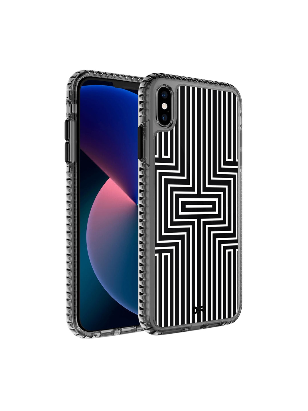 

DailyObjects Transparent & Black Printed iPhone X Back Case Cover