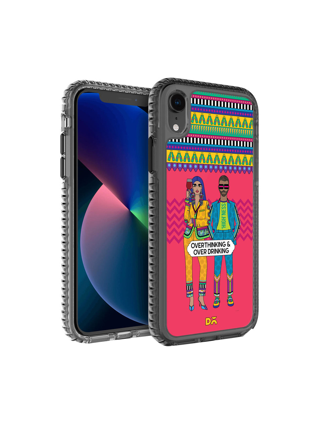 

DailyObjects Red & Yellow Overthinking & Overdrinking iPhone XR Back Case