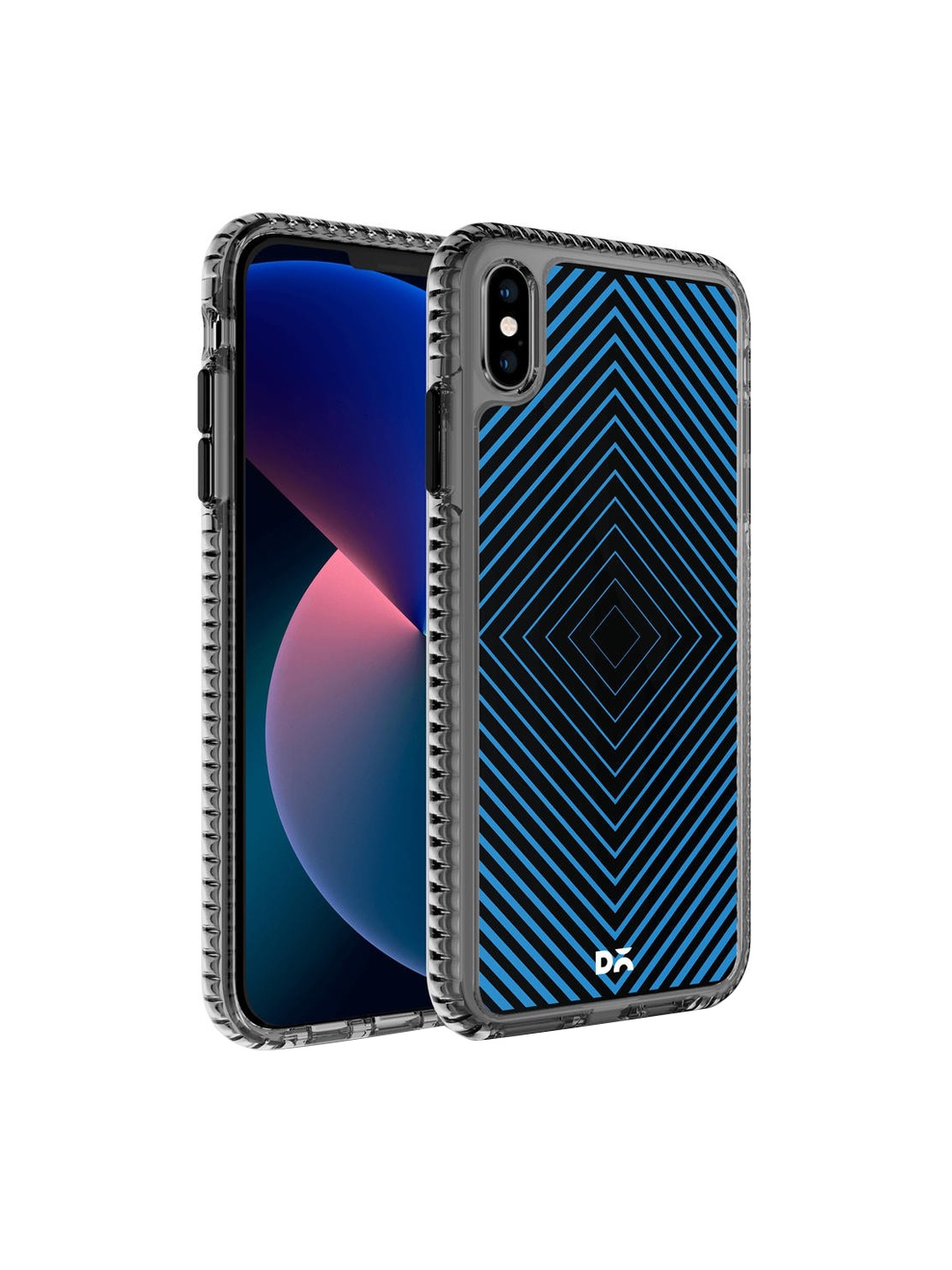 

DailyObjects Black & Blue Printed Rhombus Aqua Stride 2.0 iPhone XS Phone Case