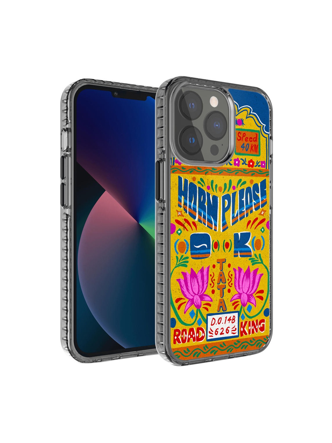 

DailyObjects Gold & Pink Printed Road King Truckback iPhone 13 Pro Phone Case