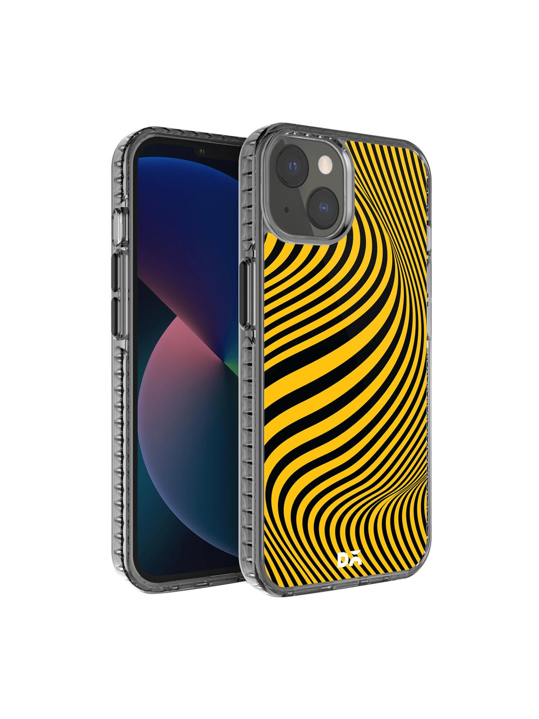 

DailyObjects Yellow & Black Printed Ochre Waves Stride 2.0 iPhone 13 Mini Phone Case