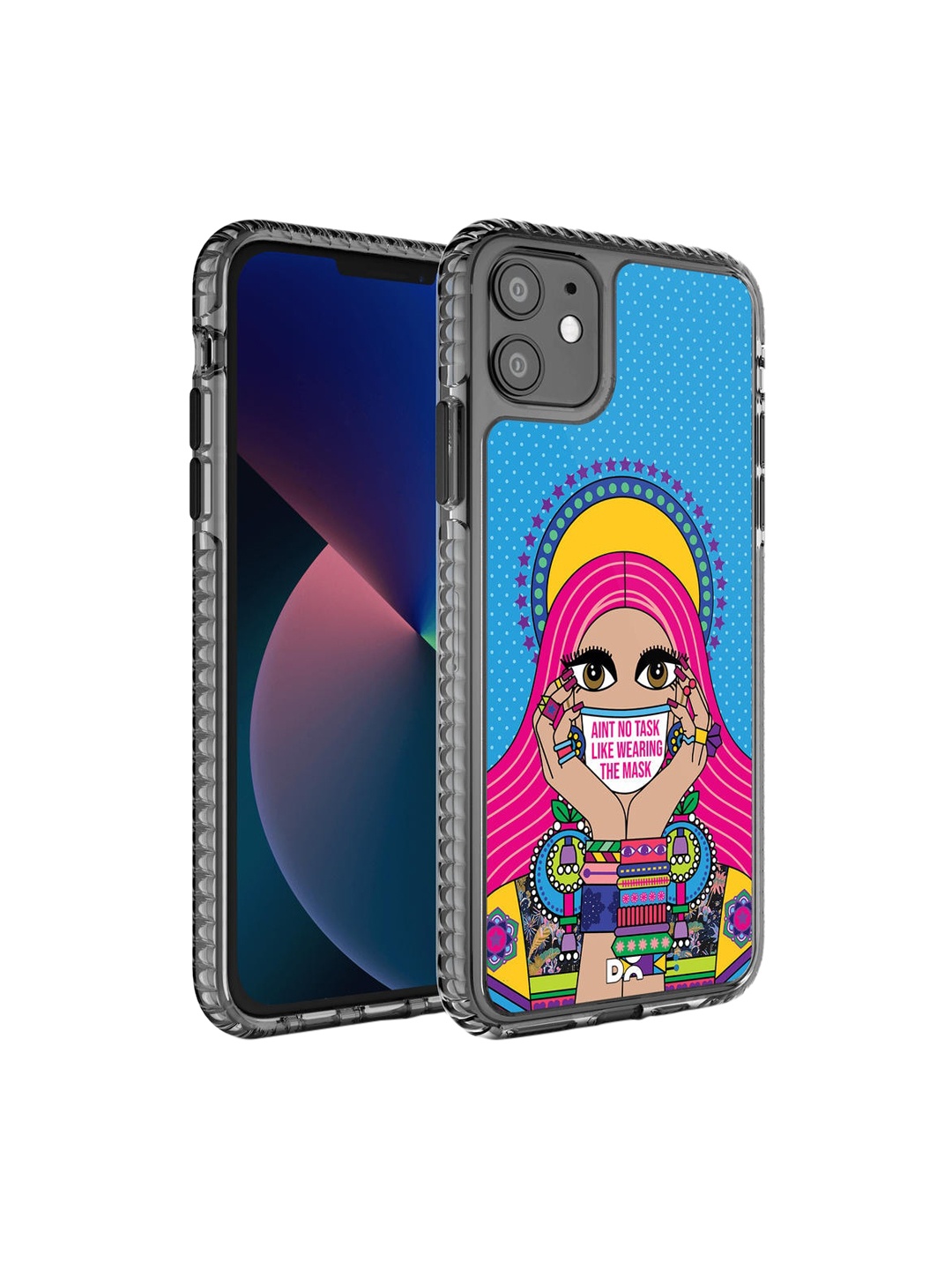 

DailyObjects Pink & Blue Mask-Up Millennial Stride 2.0 Printed iPhone 11 Back Case