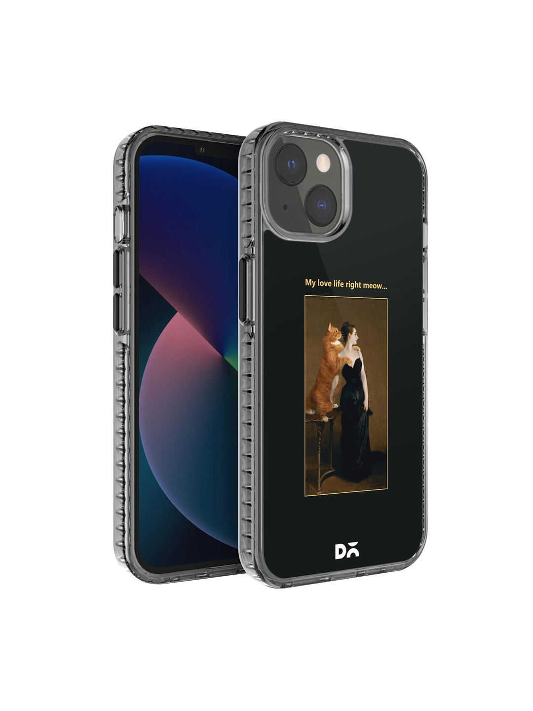 

DailyObjects Adults Black & Brown Love Life Meow Printed iPhone 13 Back Cover