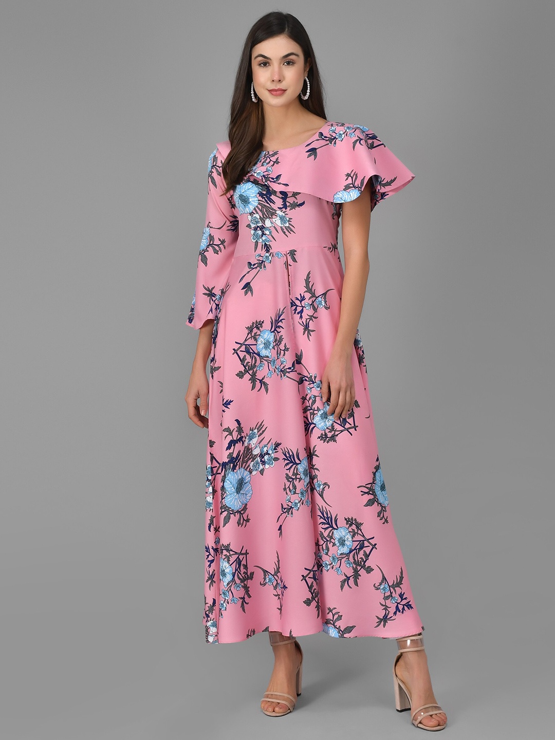 

Kannan Pink Floral Crepe Maxi Dress