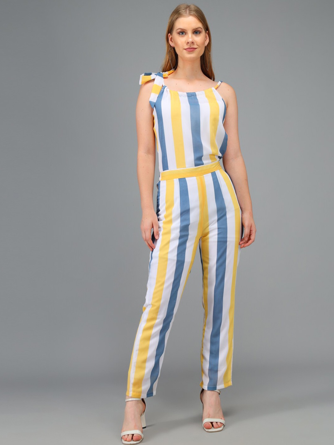 

Kannan Yellow & White Striped Basic Jumpsuit