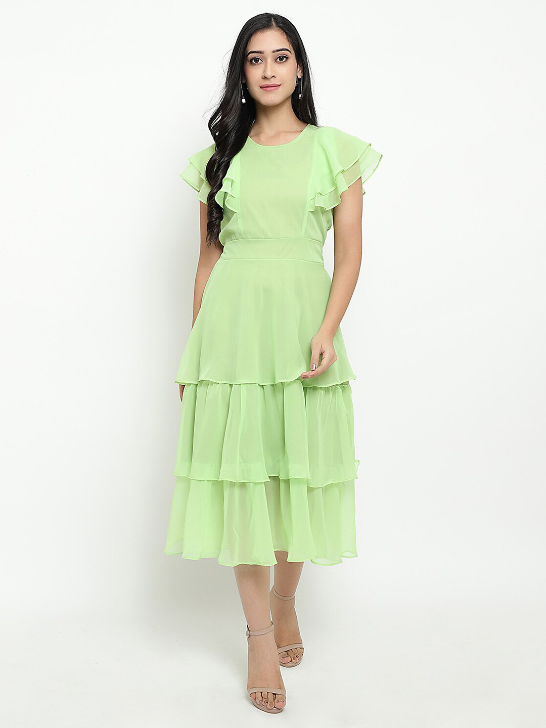 

Kannan Women Green Georgette Midi Dress