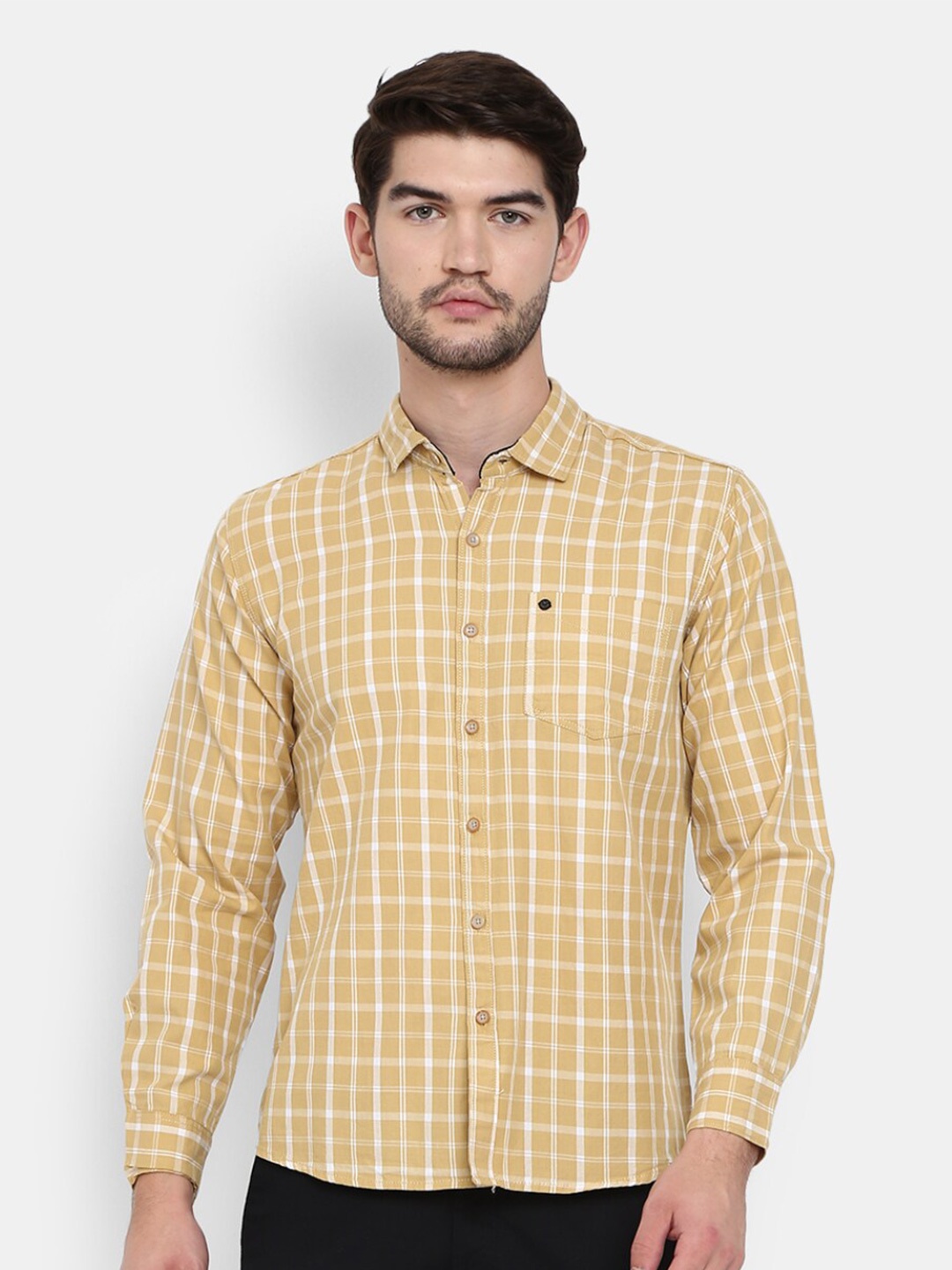 

V-Mart Men Khaki Checked Casual Shirt