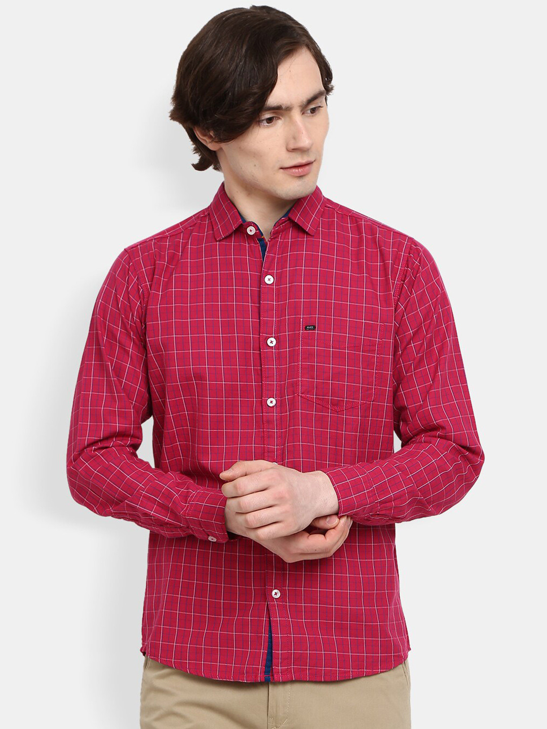 

V-Mart Men Maroon Slim Fit Checked Casual Shirt