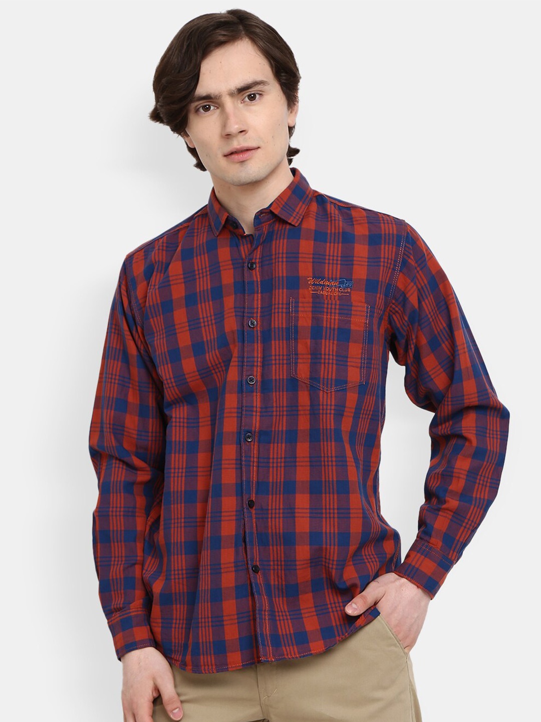 

V-Mart Men Blue Checked Casual Shirt