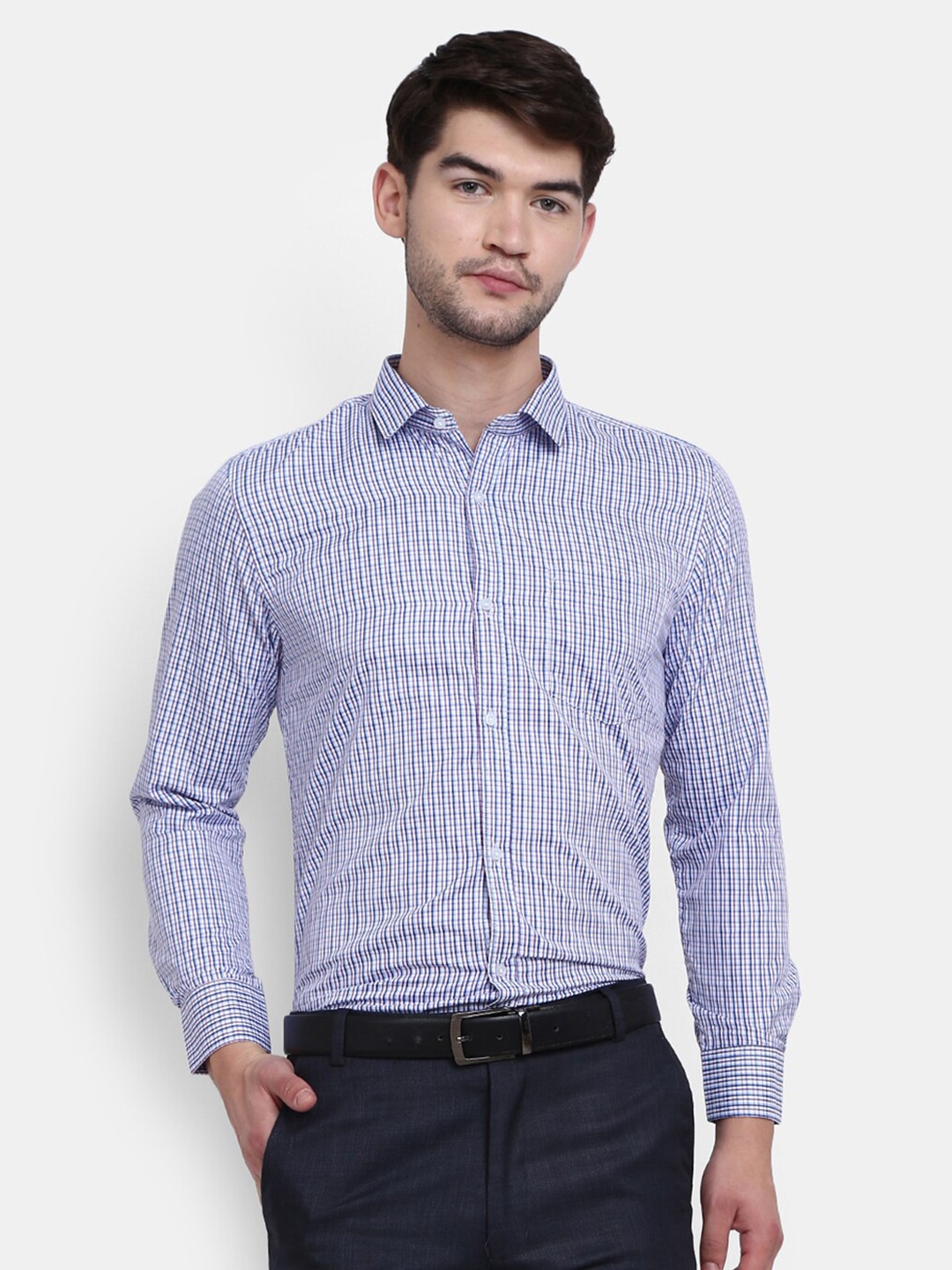 

V-Mart Men Blue Checked Formal Shirt